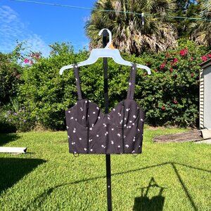NWT White Fox Boutique Weekend Love Black Floral Corset Crop Top Size L